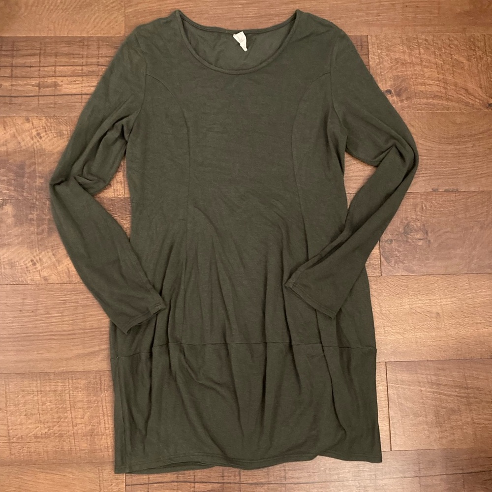 Chalet Olive Long Tunic Top Lagenlook Shirt Women’s XS